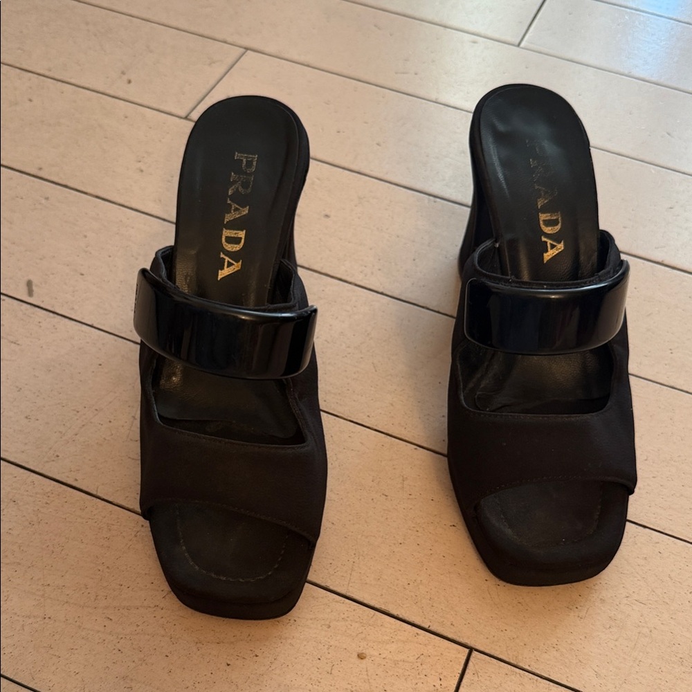 Prada Black Open-Toe Mules